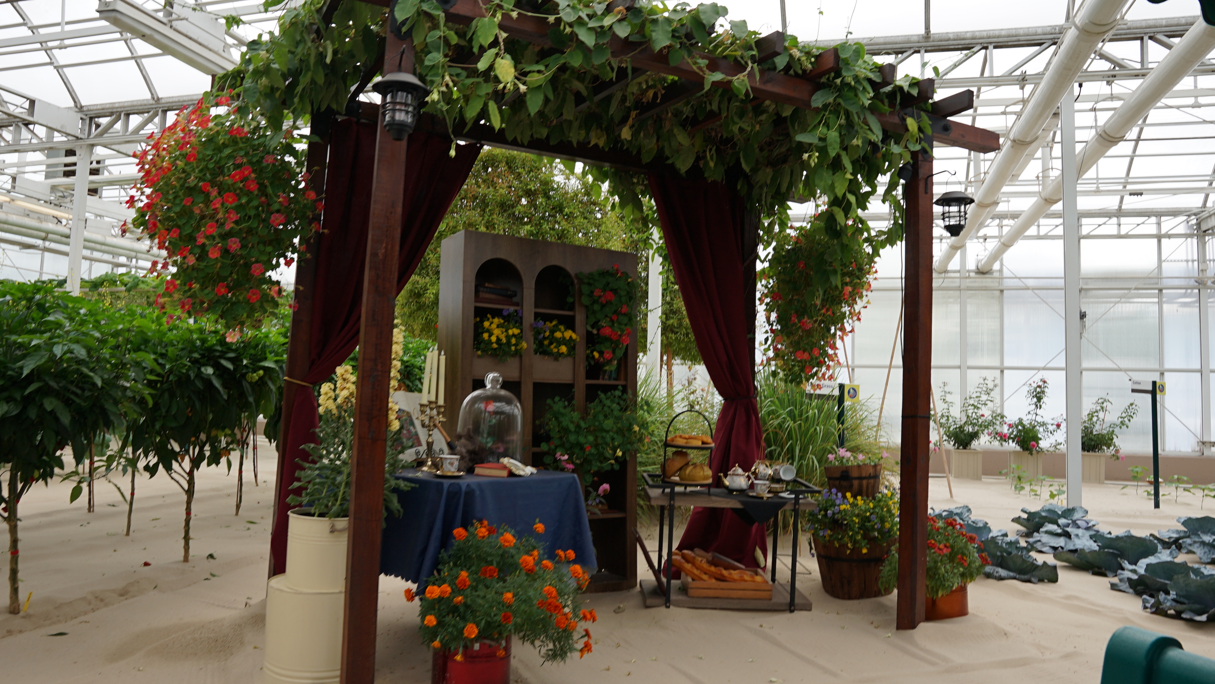 Beauty and the Beast Display in Living with the Land - 2025 EPCOT Flower and Garden Festival