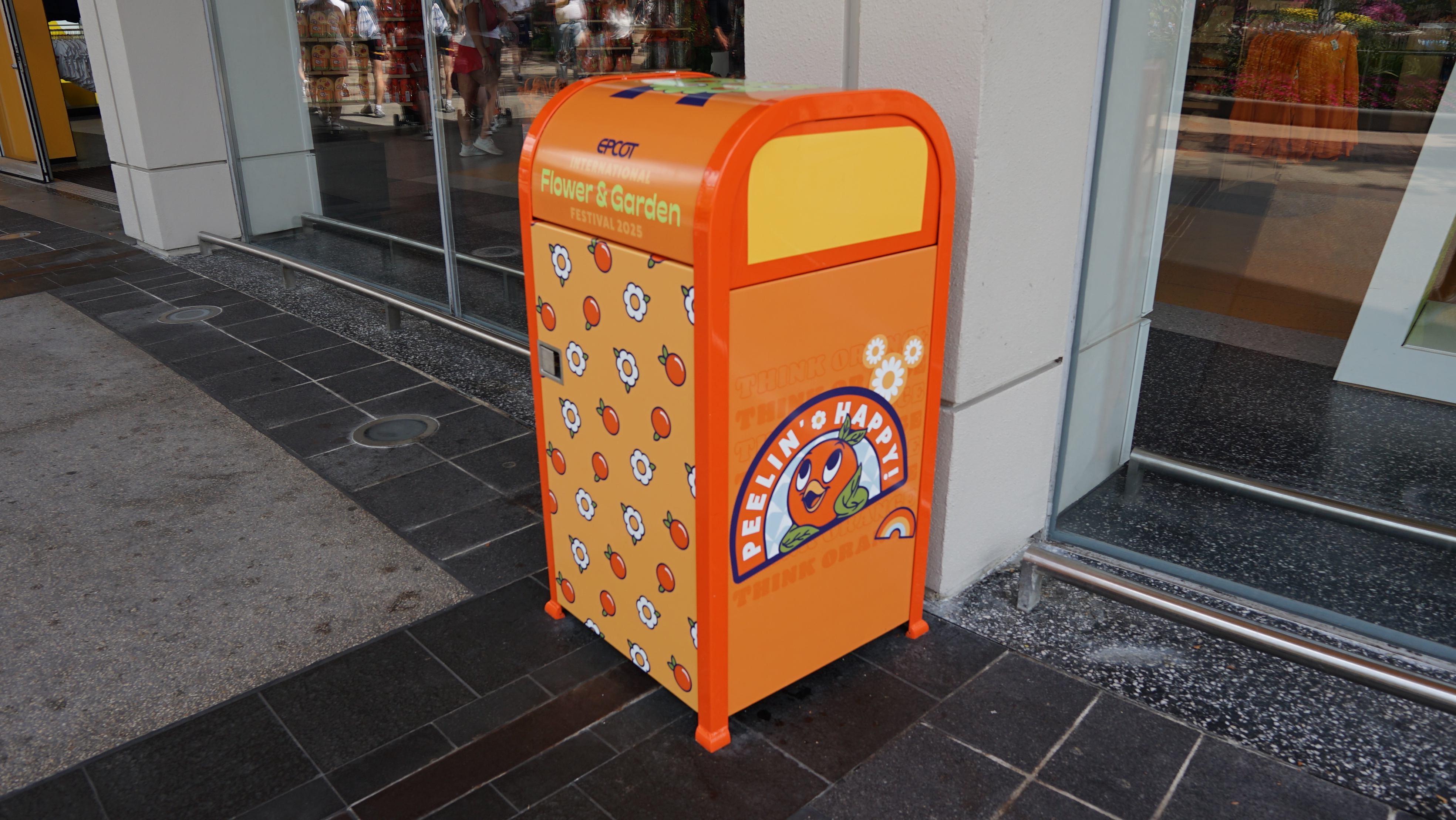 Orange Bird Trash Can